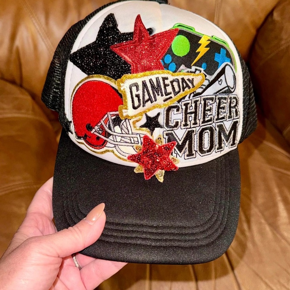 Gameday Cheer Mom Black and Red Cap